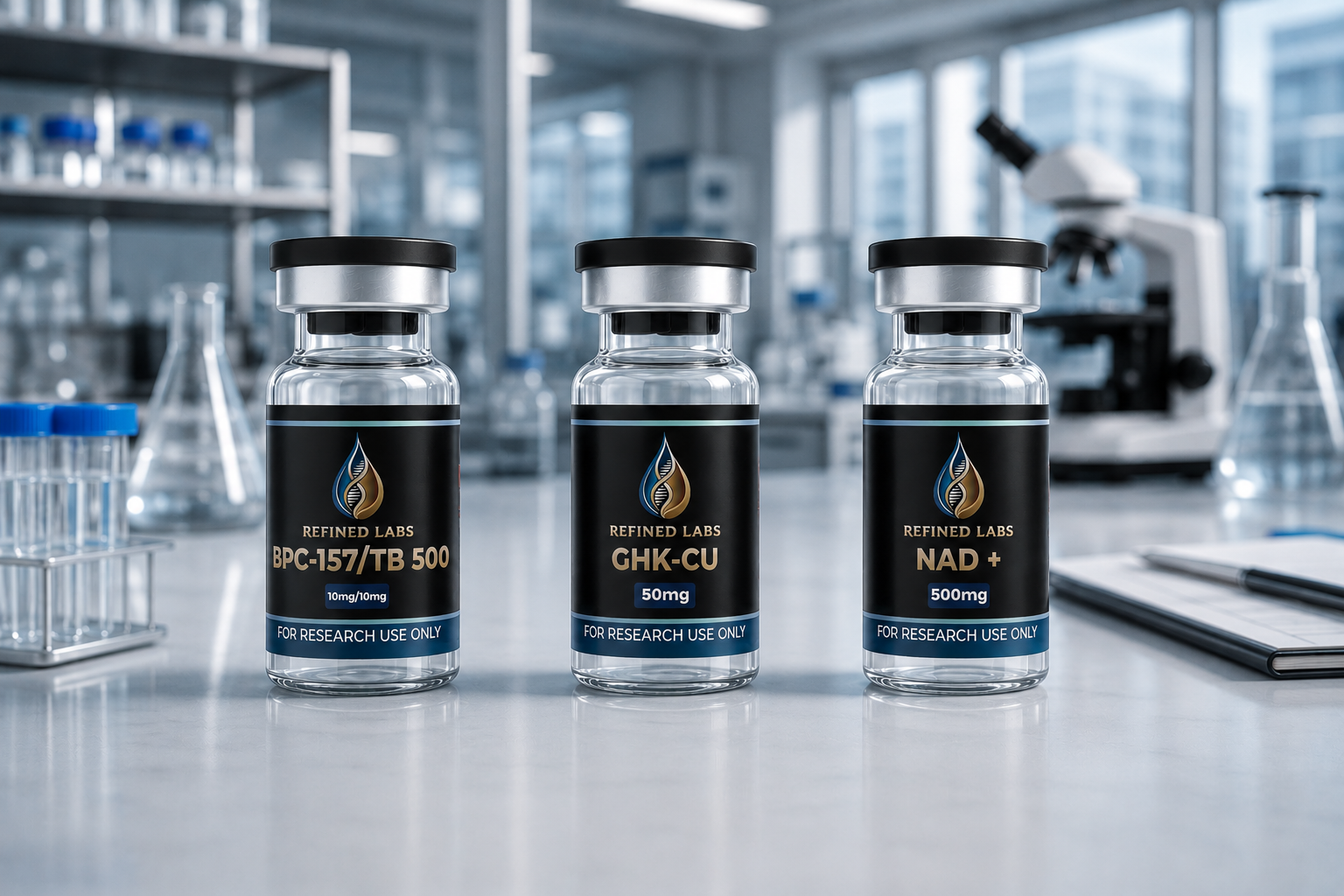 Analytical laboratory equipment in a controlled research environment